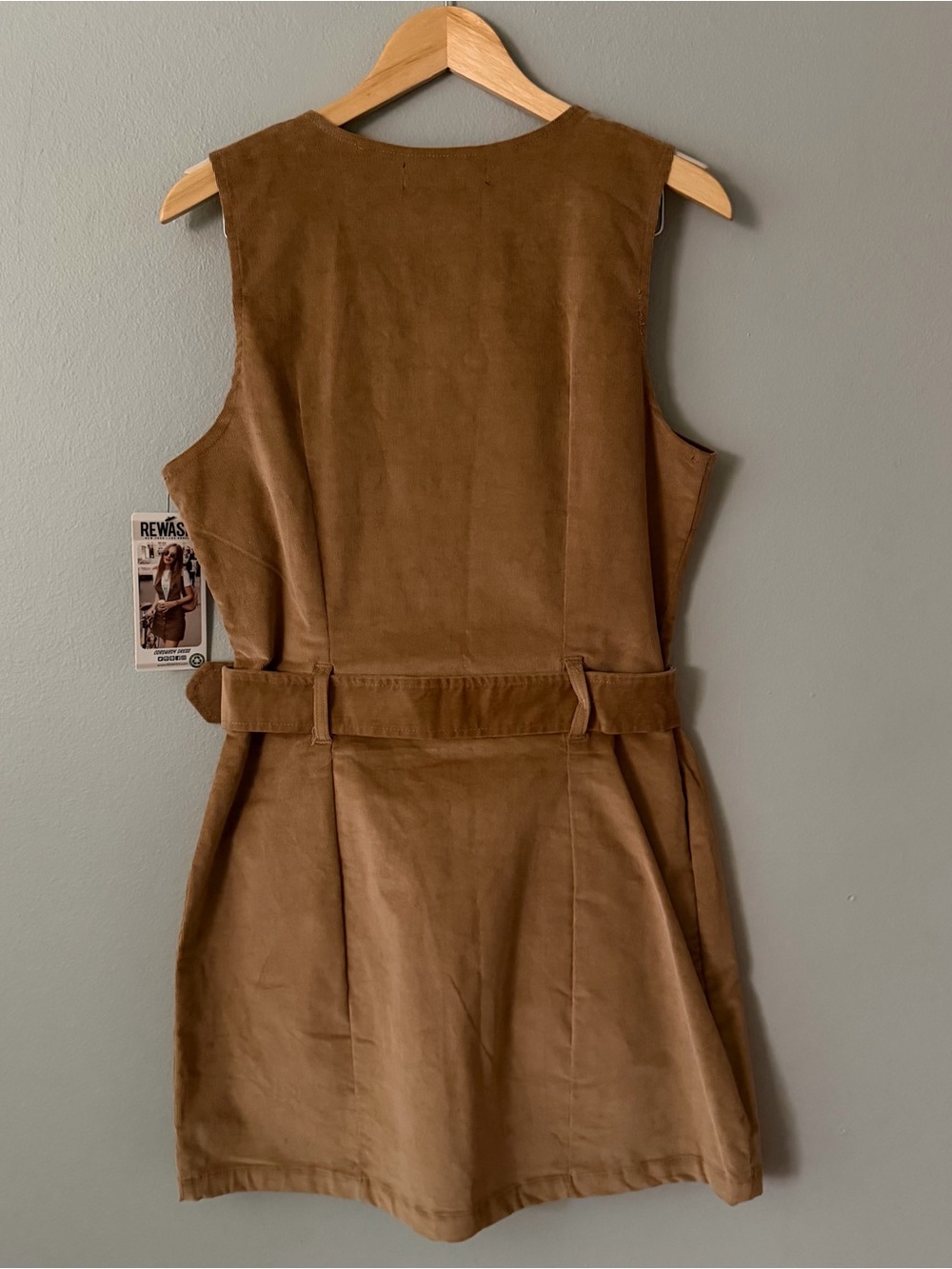 Rewash NWT Corduroy Utility Dress Belted Zip Front Pocketed Size L - Picture 4 of 9